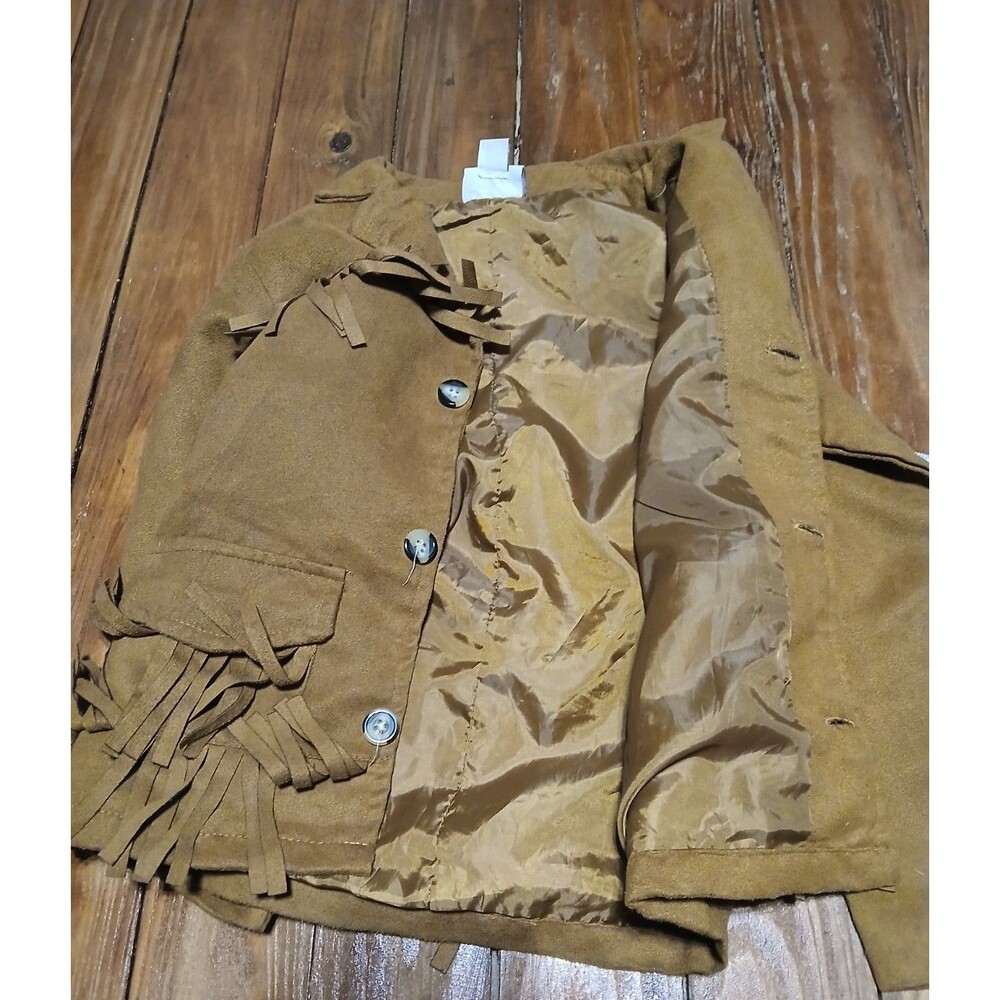 Little Maven by Tori Spelling Kids Faux Suede Fringe  Brown Jacket 5Y - Picture 4 of 10